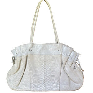 Roberta Gandolfi White Leather Double Handle Shoulder Bag Handbag Purse 14x9x3